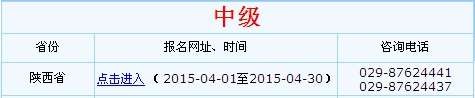 陜西2015年中級會計師報名入口已開通