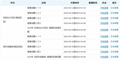 2015初級(jí)會(huì)計(jì)職稱“強(qiáng)化競(jìng)賽試題”開(kāi)賽時(shí)間3月13日至4月3日