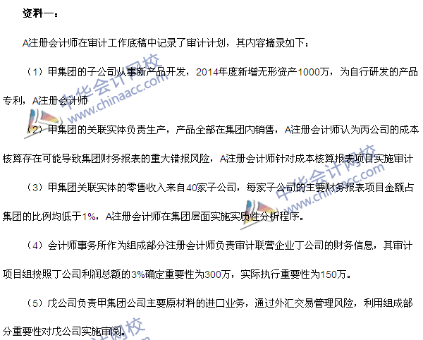 2015年注冊(cè)會(huì)計(jì)師《審計(jì)》綜合題及參考答案