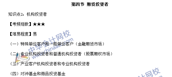 期貨從業(yè)資格考試《期貨基礎(chǔ)知識》第二章高頻考點(diǎn)：期貨投資者