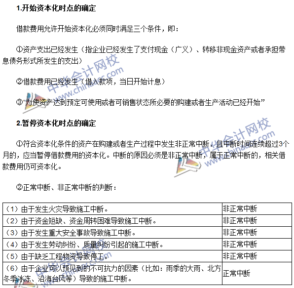 注會(huì)會(huì)計(jì)高頻考點(diǎn)：借款費(fèi)用開始、暫停及停止資本化時(shí)點(diǎn)的確定