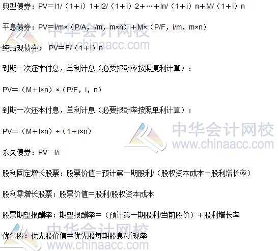 2017年注會(huì)財(cái)管公式總結(jié)