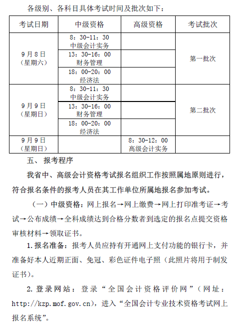 廣東惠州2018年高級會計師考試報名時間