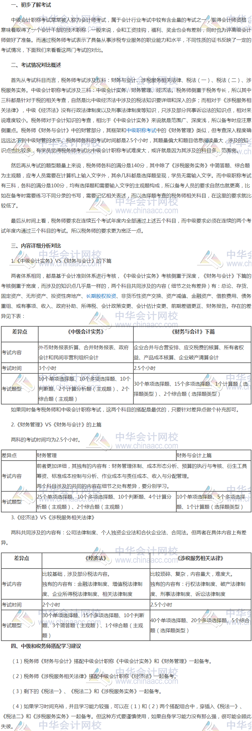 稅務(wù)師考試與中級會計(jì)職稱考試的區(qū)別和聯(lián)系，如何搭配學(xué)習(xí)