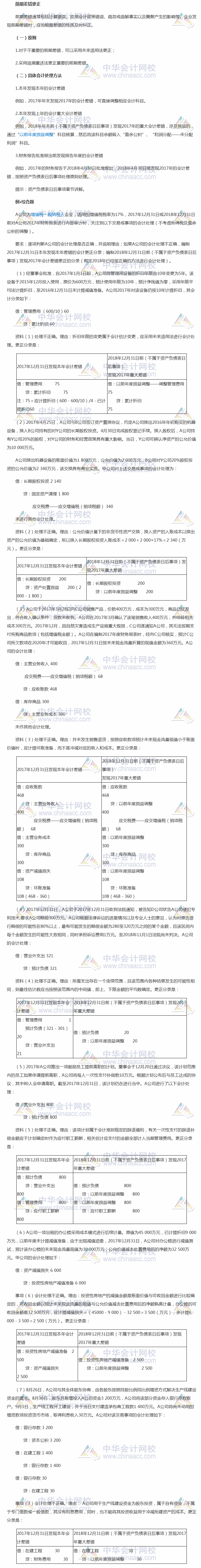 2018《中級會計實務(wù)》考前每日學(xué)習(xí)任務(wù)：前期差錯更正