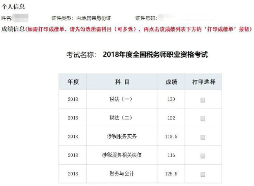 稅務(wù)師成績單3