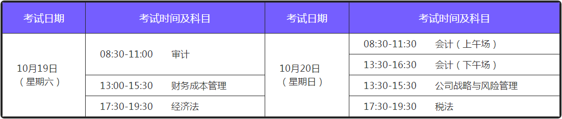 注冊會計師專業(yè)階段考試時間