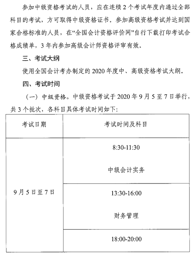 廣東中山2020年中級會計(jì)考試報名簡章公布