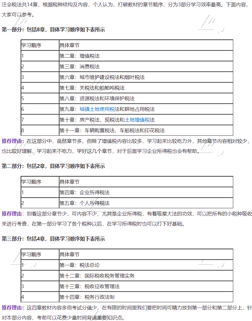 【建議收藏】注會稅法各章節(jié)學(xué)習(xí)順序