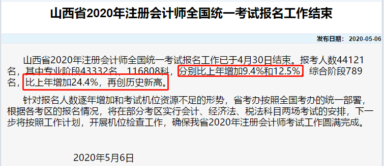 剛剛！部分地區(qū)公布了2020注會(huì)報(bào)名人數(shù)！創(chuàng)歷史新高！