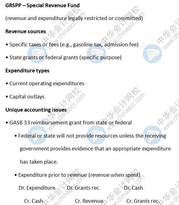 AICPA知識(shí)點(diǎn)：GRSPP – Special Revenue Fund