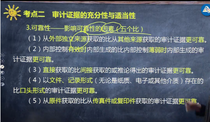 重磅！注會《審計》荊晶老師：影響可靠性的因素（五個比）微課來了