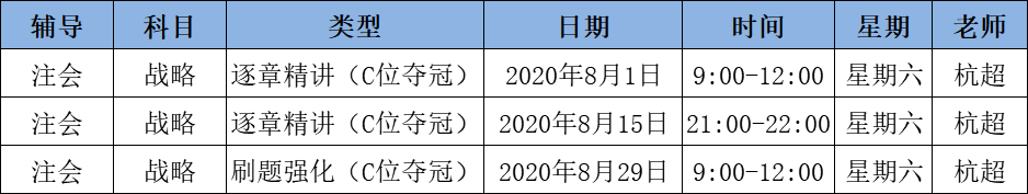 2020注會(huì)《戰(zhàn)略》C位奪冠課表來了！