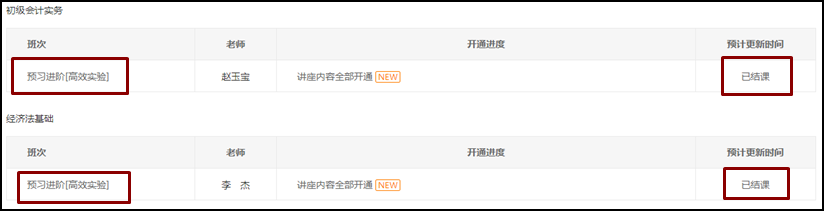 好消息！2021初級(jí)會(huì)計(jì)高效實(shí)驗(yàn)班預(yù)習(xí)階段課程全部開通