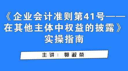 《企業(yè)會計準則第41號——在其他主體中權(quán)益的披露》實操指南