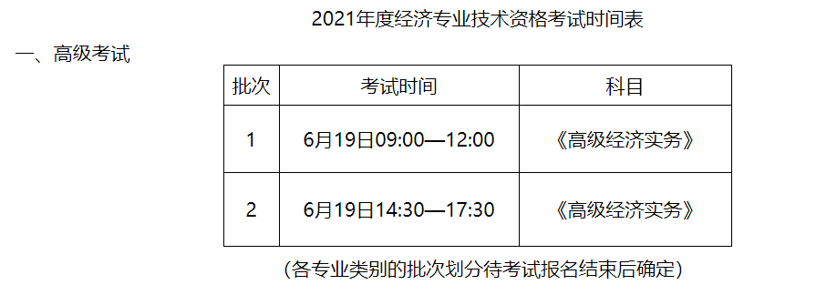 新疆2021高級經(jīng)濟(jì)師考試時(shí)間表