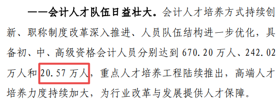 具備高級(jí)會(huì)計(jì)資格人員達(dá)到20.57萬人 超額完成“十三五”目標(biāo)