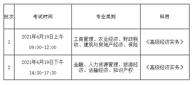 各專業(yè)2021高級經(jīng)濟師考試時間安排