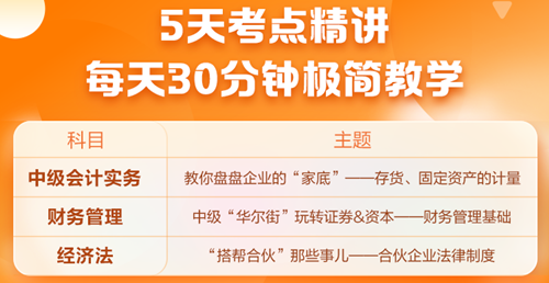 中級(jí)會(huì)計(jì)怎么學(xué)更高效？5天考點(diǎn)串講，拿下27分！