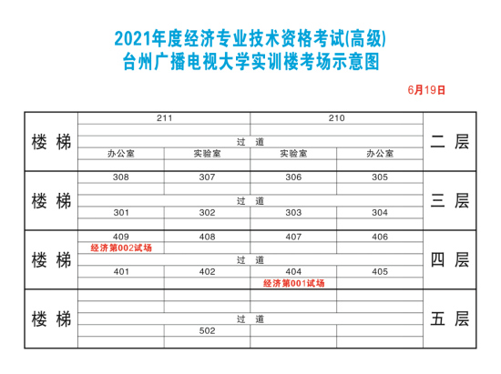 臺州2021年度高級經濟專業(yè)技術資格考試考場示意圖2