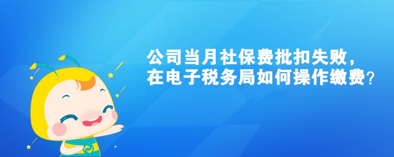 公司當(dāng)月社保費(fèi)批扣失敗，在電子稅務(wù)局如何操作繳費(fèi)？