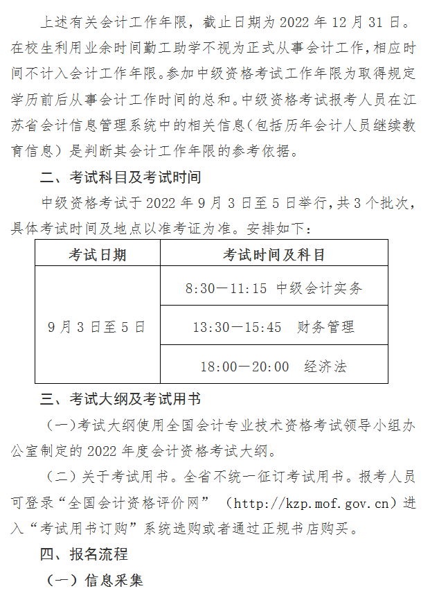 江蘇南京2022年中級會計(jì)職稱報(bào)名簡章公布