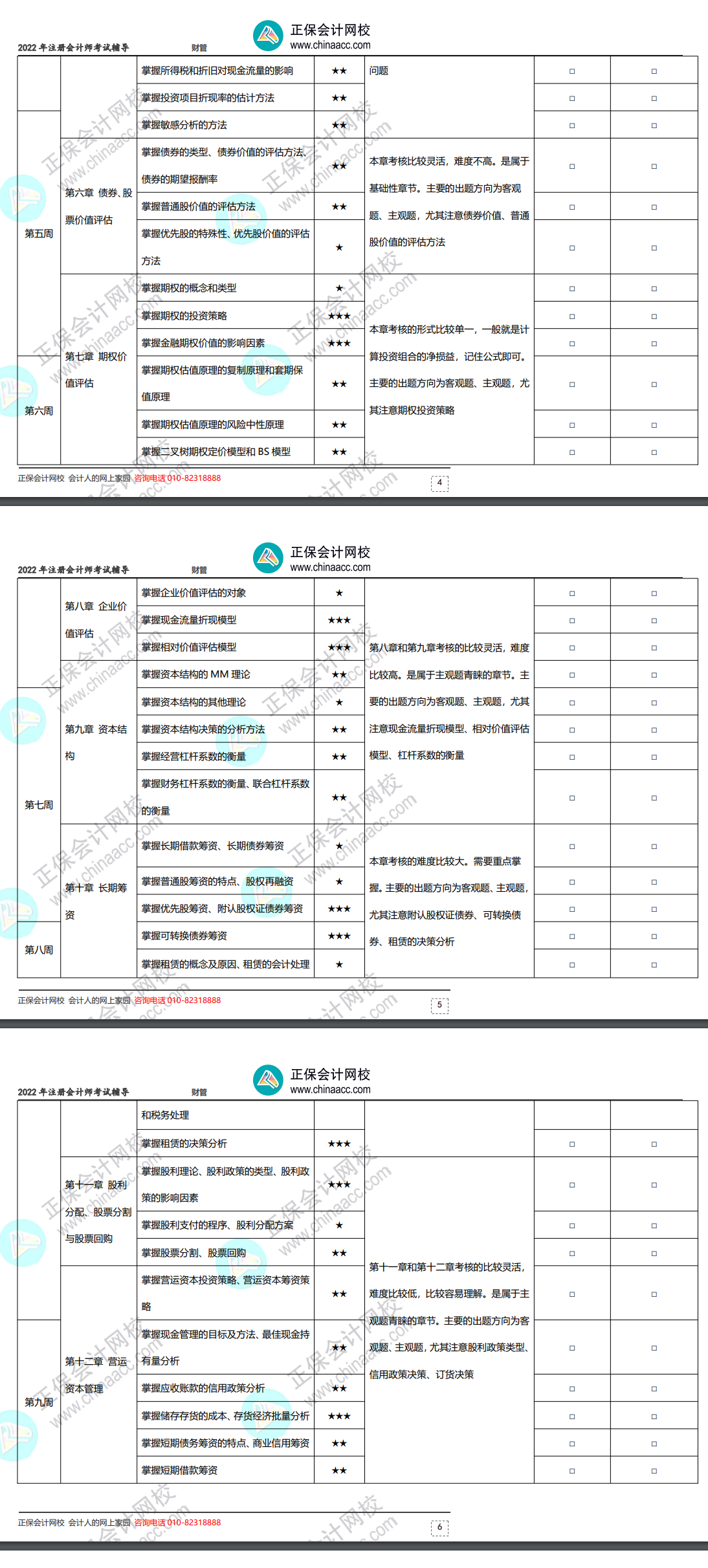 2022年注冊會計師《財務成本管理》基礎階段學習計劃表！