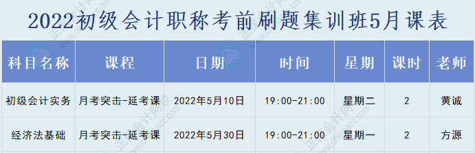 速看！2022初級(jí)會(huì)計(jì)職稱考前刷題集訓(xùn)班課表已出爐！