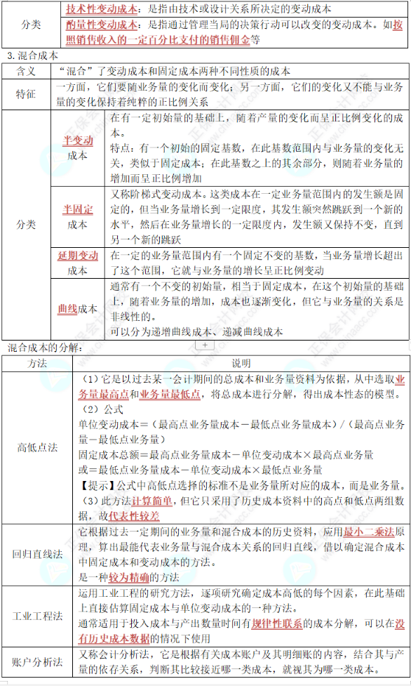 中級《財務(wù)管理》第二章高頻考點(diǎn)4：成本性態(tài)分析