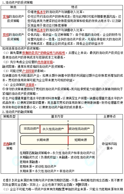 中級《財務(wù)管理》高頻考點：營運資金管理策略