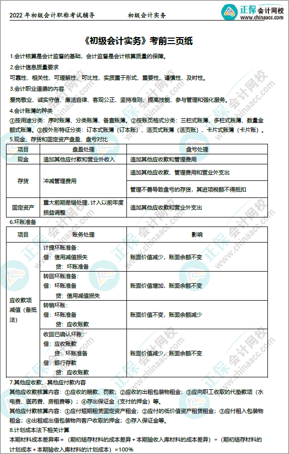 初級會計考前3頁紙：匯總65個必背考點 臨陣磨槍也要找準方向