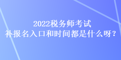 2022稅務(wù)師考試補報名入口和時間都是什么呀？