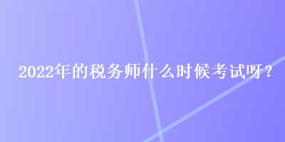 2022年的稅務(wù)師什么時候考試呀？