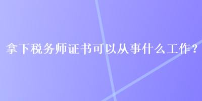 拿下稅務(wù)師證書可以從事什么工作？