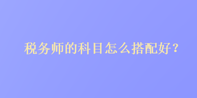 稅務(wù)師的科目怎么搭配好？