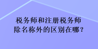 稅務(wù)師和注冊稅務(wù)師除名稱外的區(qū)別在哪？