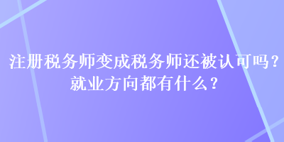 注冊稅務(wù)師變成稅務(wù)師還被認(rèn)可嗎？就業(yè)方向都有什么？