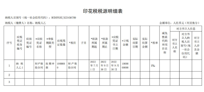 印花稅稅源明細表