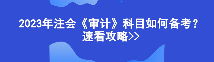 2023年注會《審計》科目如何備考？速看攻略>>