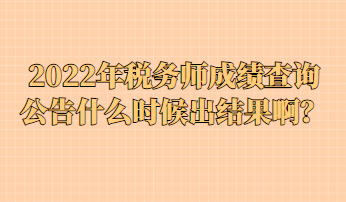 2022年稅務(wù)師成績查詢公告什么時(shí)候出結(jié)果啊？