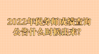 2022年稅務師成績查詢公告什么時候出來？