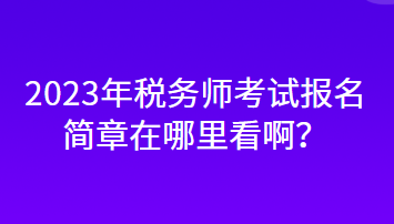 2023年稅務(wù)師考試報(bào)名簡(jiǎn)章在哪里看啊？