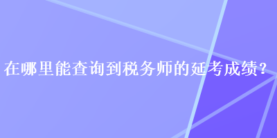 在哪里能查詢到稅務(wù)師的延考成績？