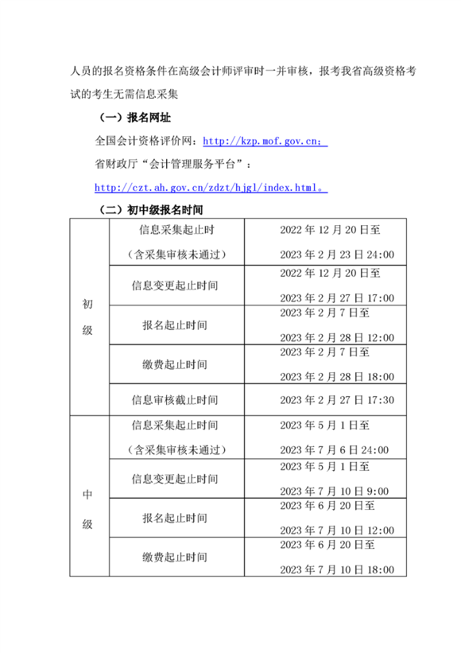 安徽蕪湖市2023年初級會計考試安排