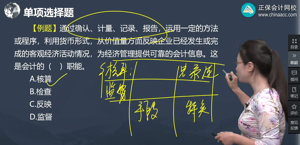 中級經(jīng)濟師《經(jīng)濟基礎知識》試題回憶：會計的職能