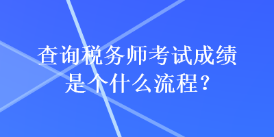 查詢稅務師考試成績是個什么流程？