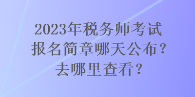 2023年稅務(wù)師考試報名簡章哪天公布？去哪里查看？