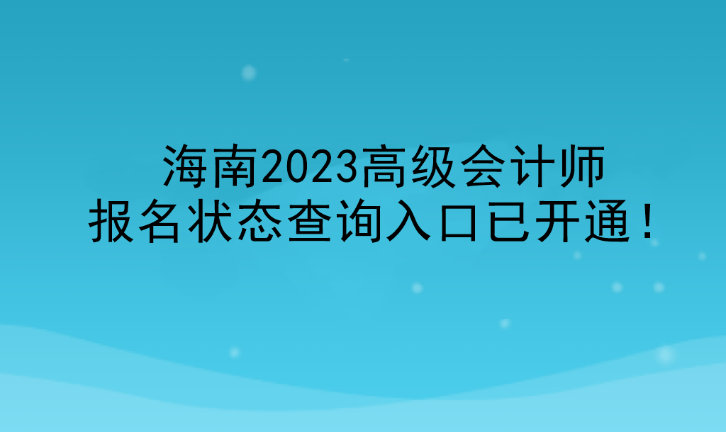 海南2023高級(jí)會(huì)計(jì)師報(bào)名狀態(tài)查詢?nèi)肟谝验_通！