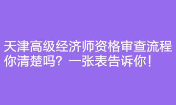 天津高級經(jīng)濟師資格審查流程你清楚嗎？一張表告訴你！