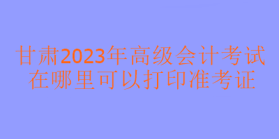 甘肅2023年高級會計考試在哪里打印準(zhǔn)考證？